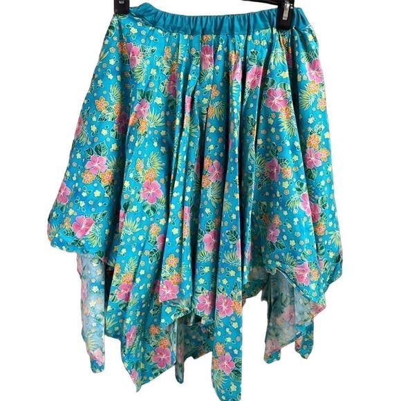 Hankerchief Style Skirt,Size Small, Teal Floral, Costume, Cosplay, Halloween - Picture 2 of 4